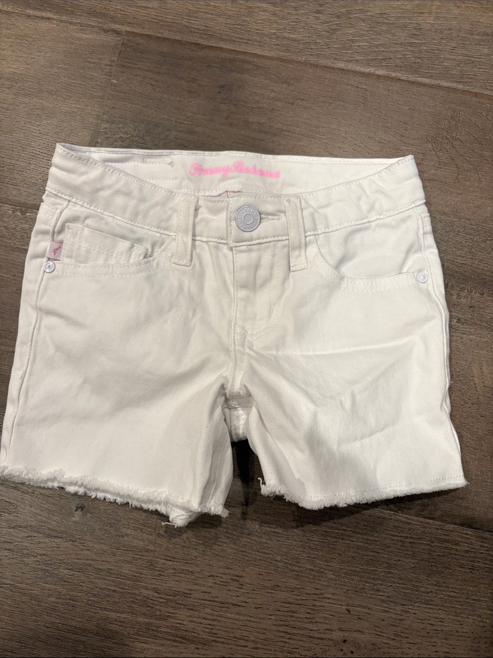 Tommy Bahama White Girls' Denim Jean Shorts with Frayed Hem